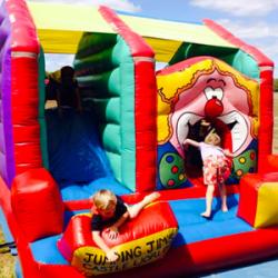 kids in a bouncy castle